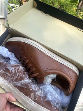 Banana Republic Brown Leather Low-Top Sneakers with Cream Sole
